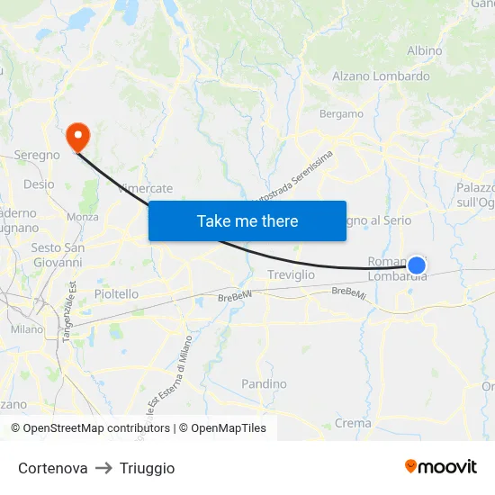 Cortenova to Triuggio map