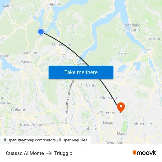 Cuasso Al Monte to Triuggio map