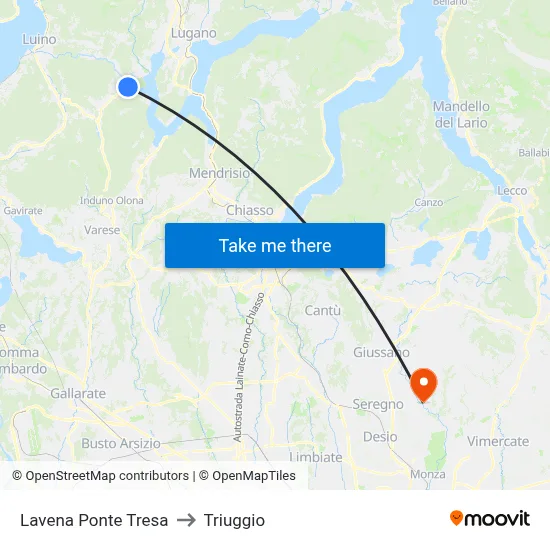 Lavena Ponte Tresa to Triuggio map