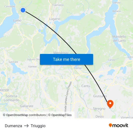 Dumenza to Triuggio map