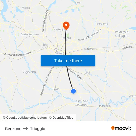 Genzone to Triuggio map