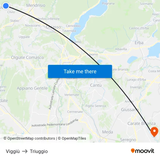 Viggiù to Triuggio map