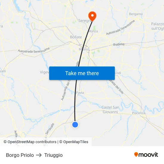 Borgo Priolo to Triuggio map
