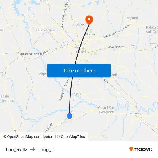 Lungavilla to Triuggio map