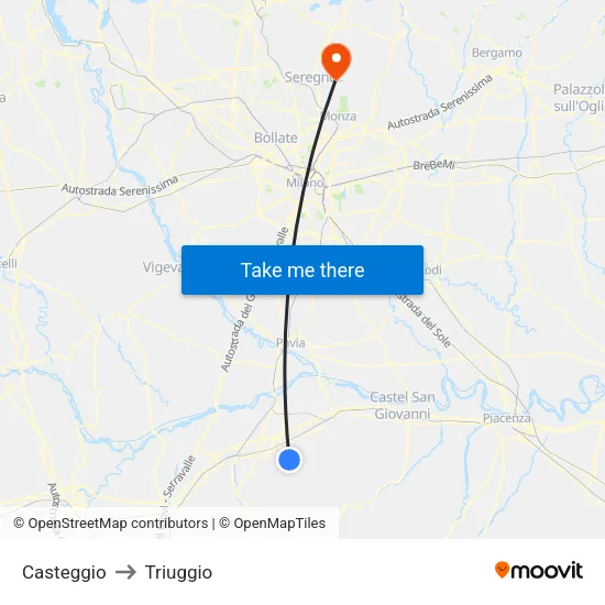 Casteggio to Triuggio map