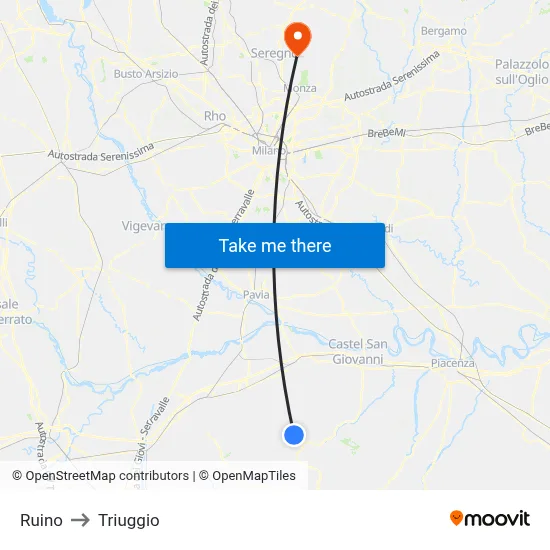 Ruino to Triuggio map
