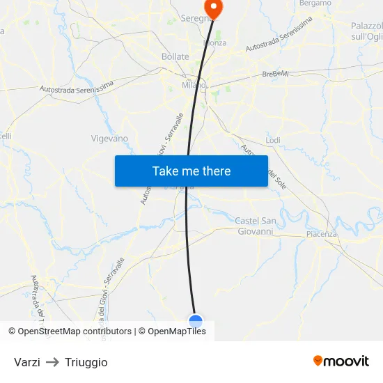 Varzi to Triuggio map