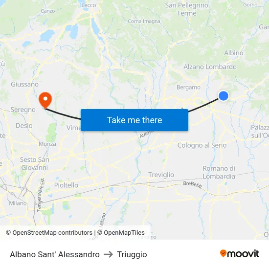 Albano Sant' Alessandro to Triuggio map