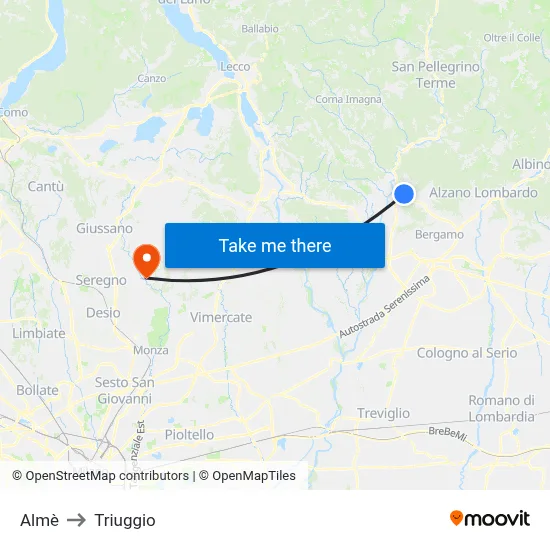 Almè to Triuggio map