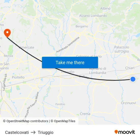 Castelcovati to Triuggio map