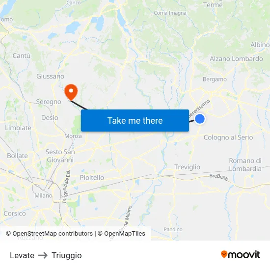 Levate to Triuggio map