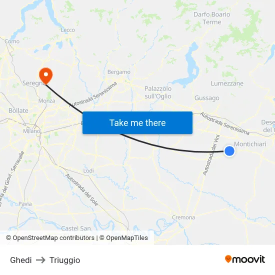 Ghedi to Triuggio map