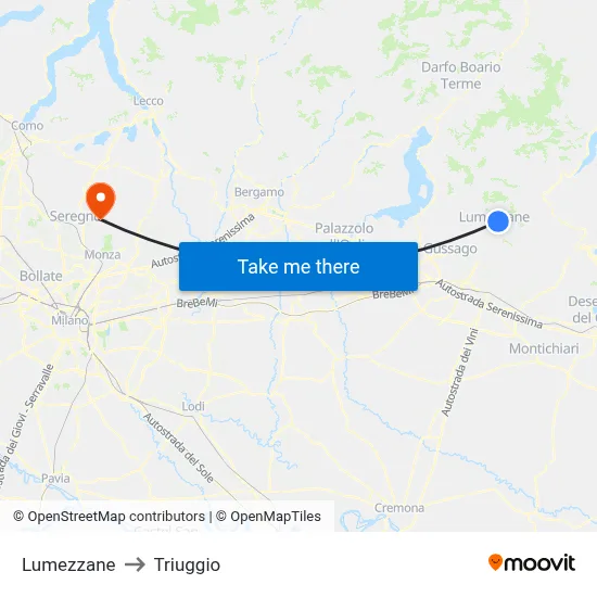 Lumezzane to Triuggio map