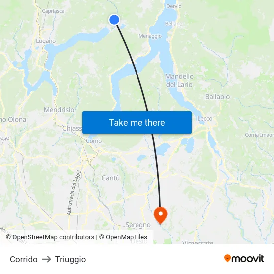 Corrido to Triuggio map
