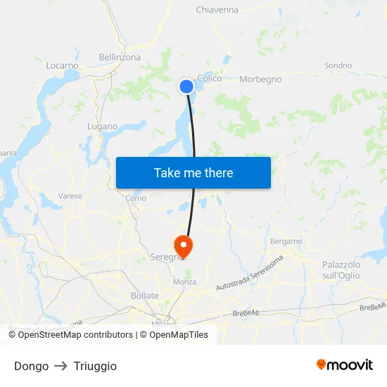 Dongo to Triuggio map