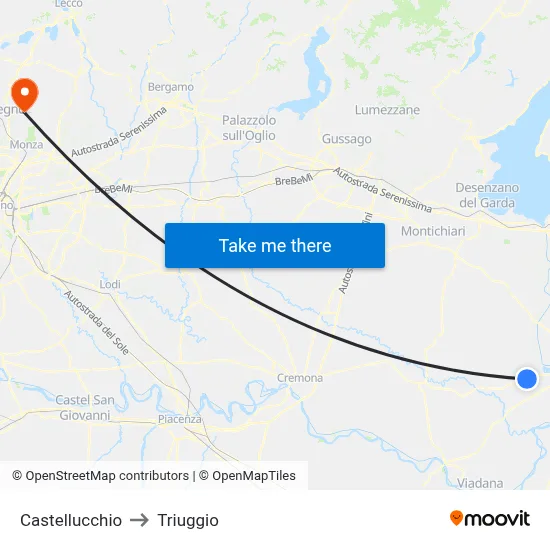 Castellucchio to Triuggio map