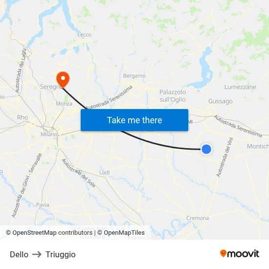 Dello to Triuggio map