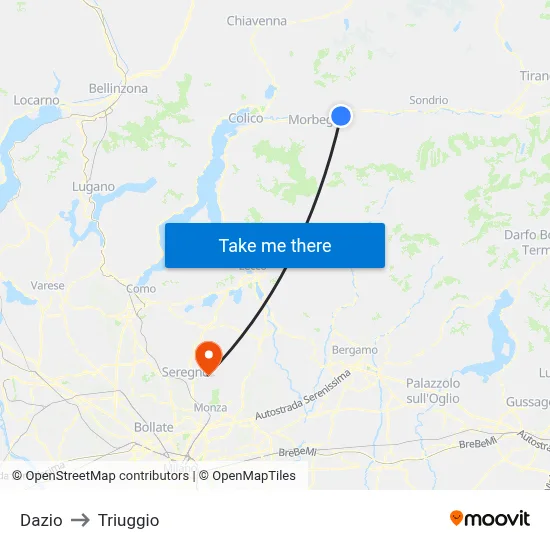 Customs to Triuggio map