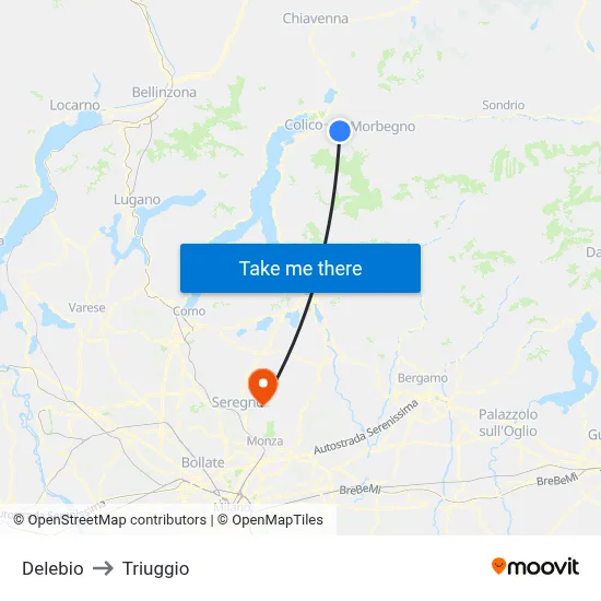 Delebio to Triuggio map