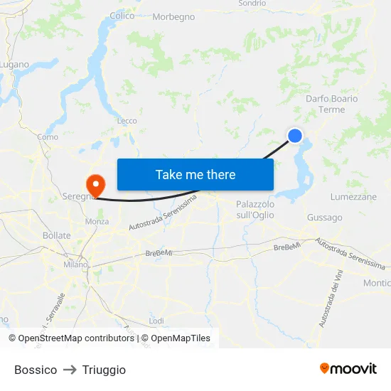 Bossico to Triuggio map