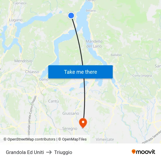 Grandola Ed Uniti to Triuggio map