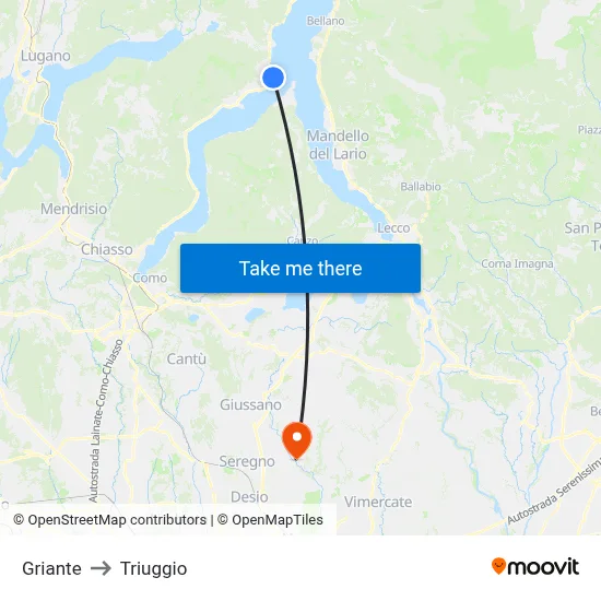 Griante to Triuggio map