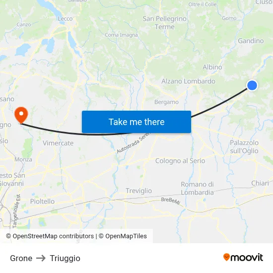 Grone to Triuggio map