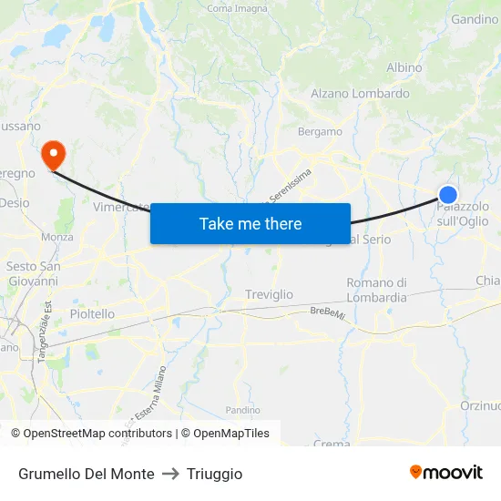 Grumello Del Monte to Triuggio map