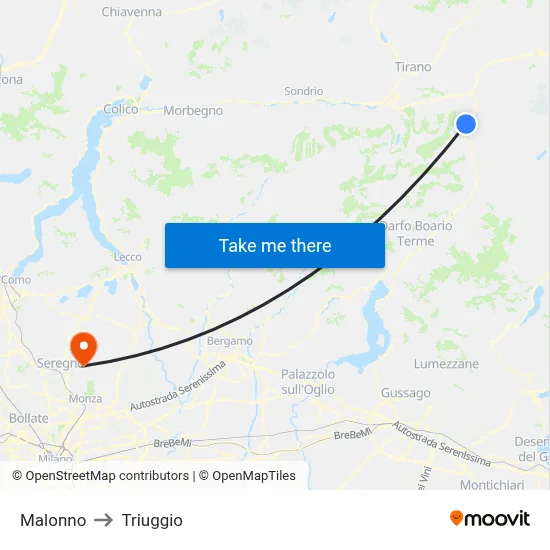 Malonno to Triuggio map