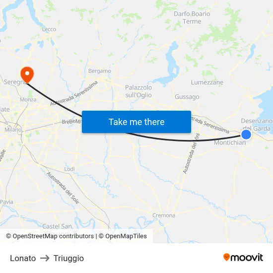 Lonato to Triuggio map