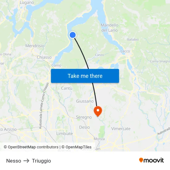 Nesso to Triuggio map