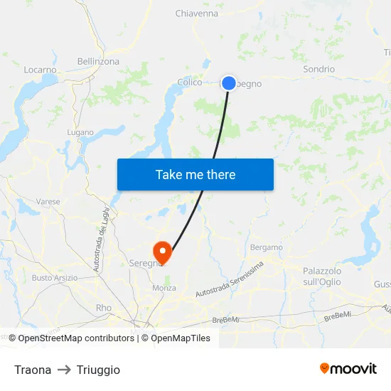 Traona to Triuggio map