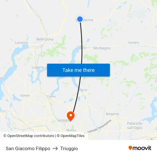 San Giacomo Filippo to Triuggio map
