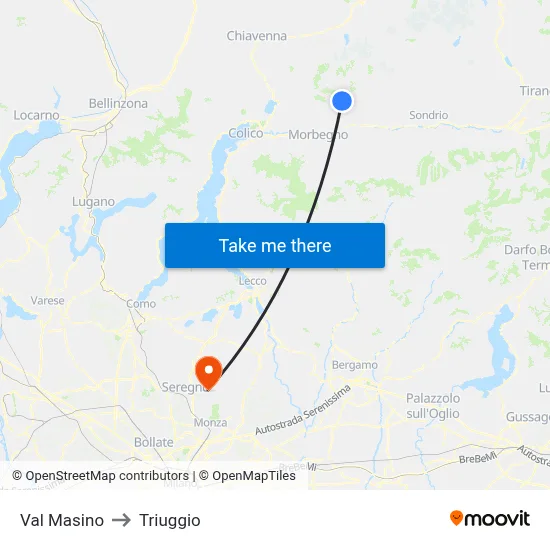 Val Masino to Triuggio map