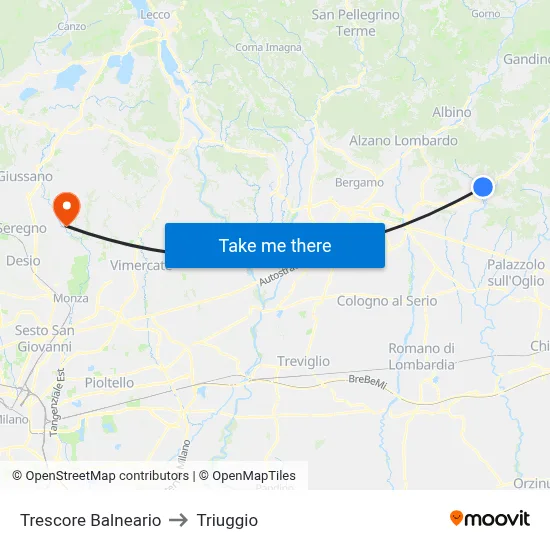 Trescore Balneario to Triuggio map