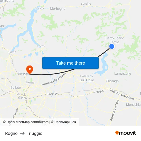 Rogno to Triuggio map