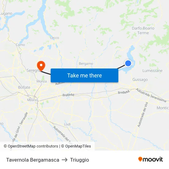 Tavernola Bergamasca to Triuggio map