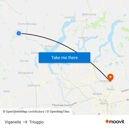 Viganella to Triuggio map