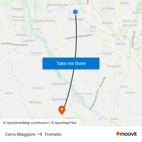 Cerro Maggiore to Tromello map