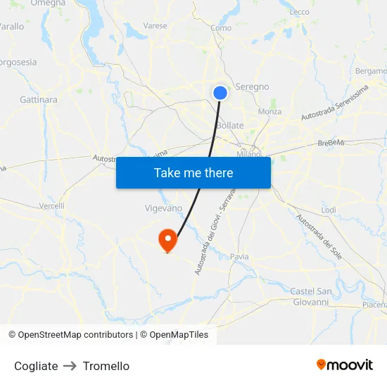 Cogliate to Tromello map