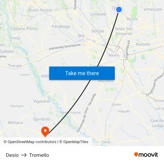 Desio to Tromello map