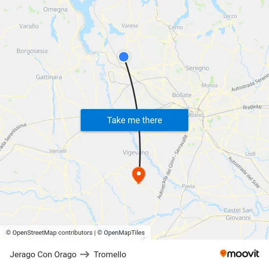 Jerago con Orago to Tromello map