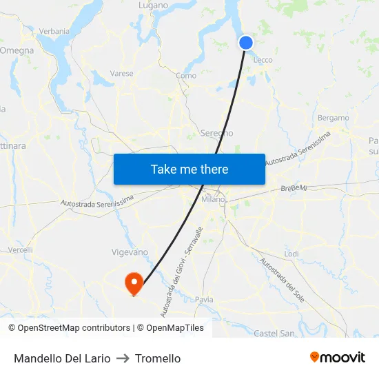 Mandello Del Lario to Tromello map