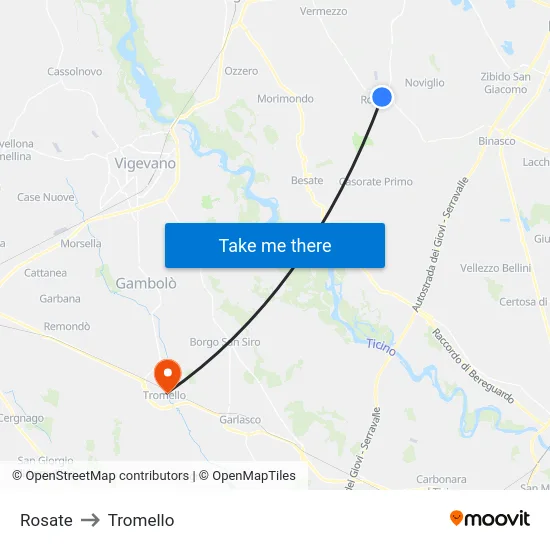 Rosate to Tromello map