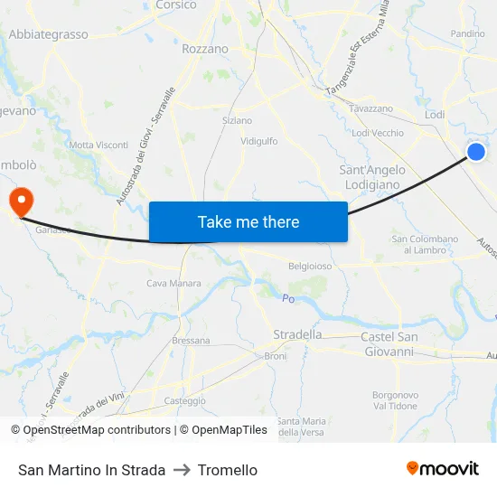 San Martino In Strada to Tromello map