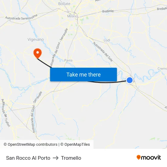 San Rocco Al Porto to Tromello map