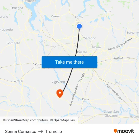 Senna Comasco to Tromello map