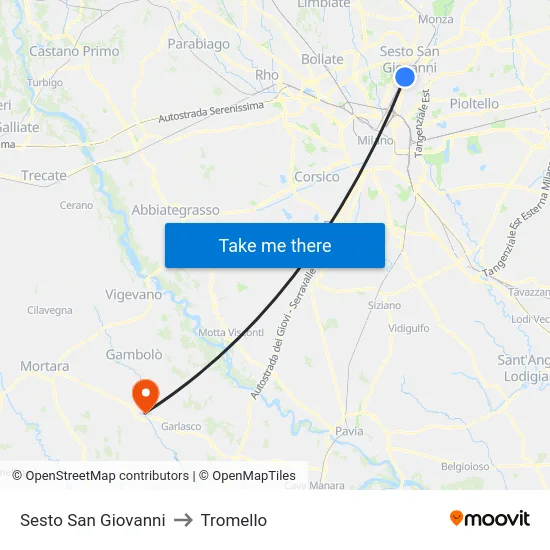 Sesto San Giovanni to Tromello map
