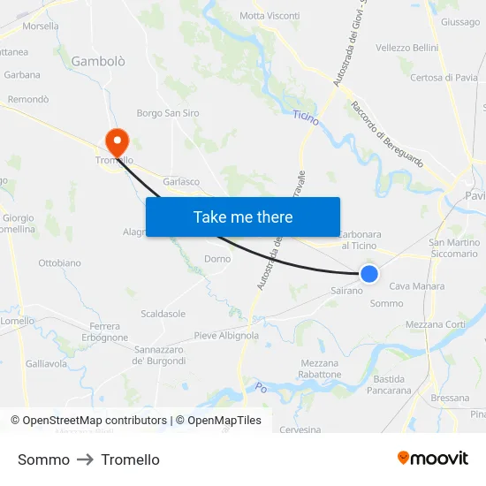 Sommo to Tromello map