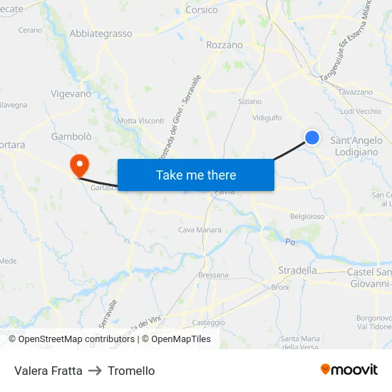 Valera Fratta to Tromello map